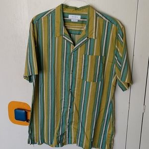 Striped camp collar shirt